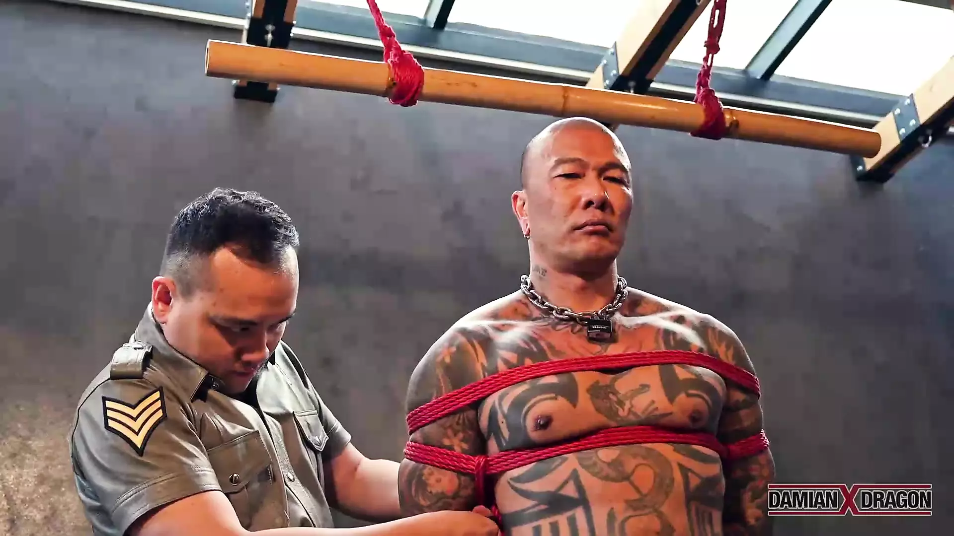 Bound Muscular Damian Dragon Jerks Off Massive Cock Gay Asian Asian