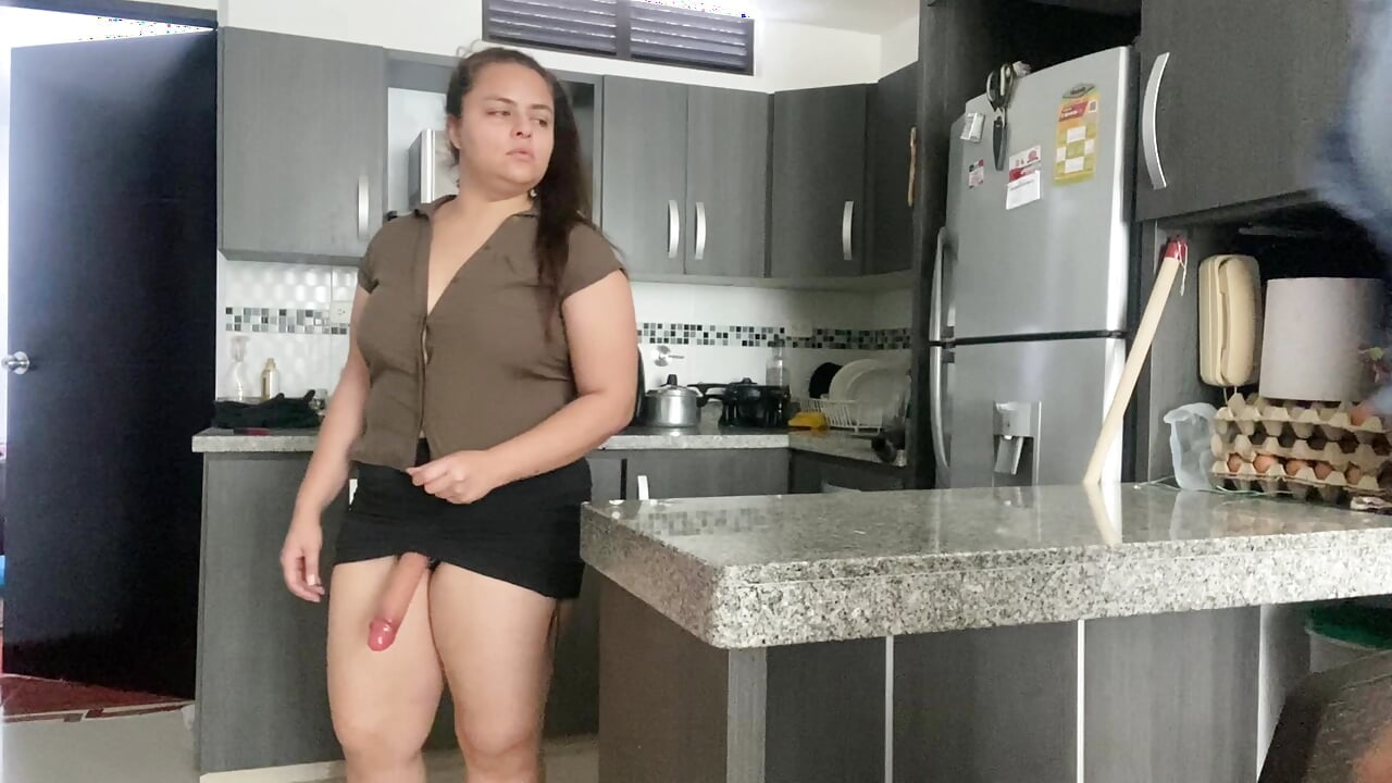 Your New Babysitters Fuck with Strap on in the Kitchen