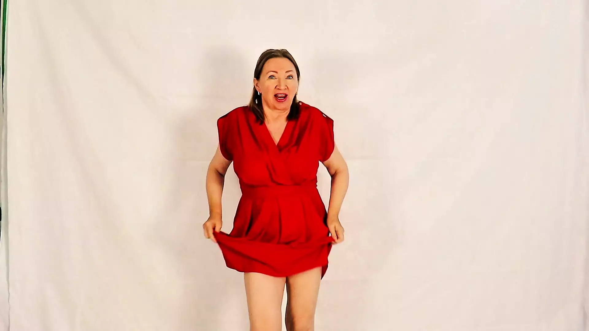 Busty GILF As Lady In Red Hot Mature Striptease Amateur Porn Feat