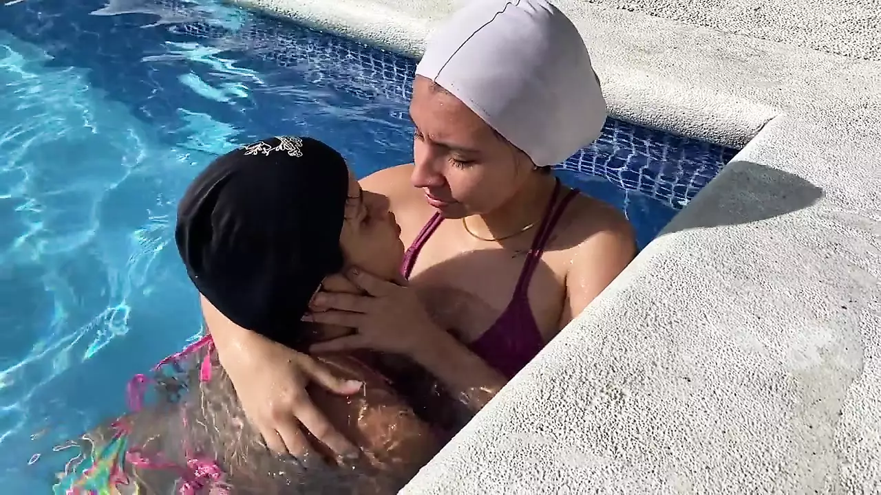 I Invite My Girlfriend To The Pool And We Fuck In The Bathroom MILF