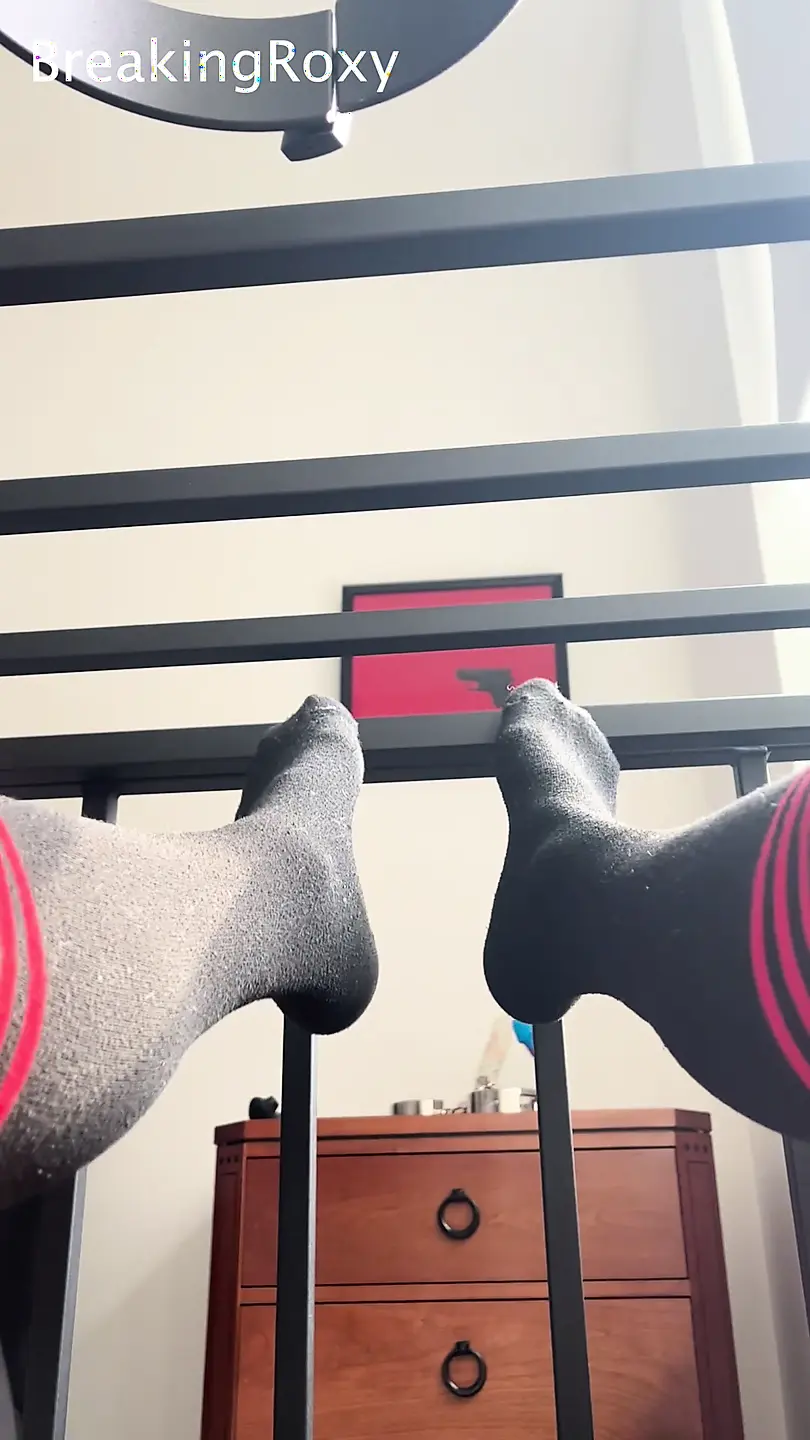 Caged Slave Girl In Knee High Socks Rubs Feet Against Bars Solo Porn
