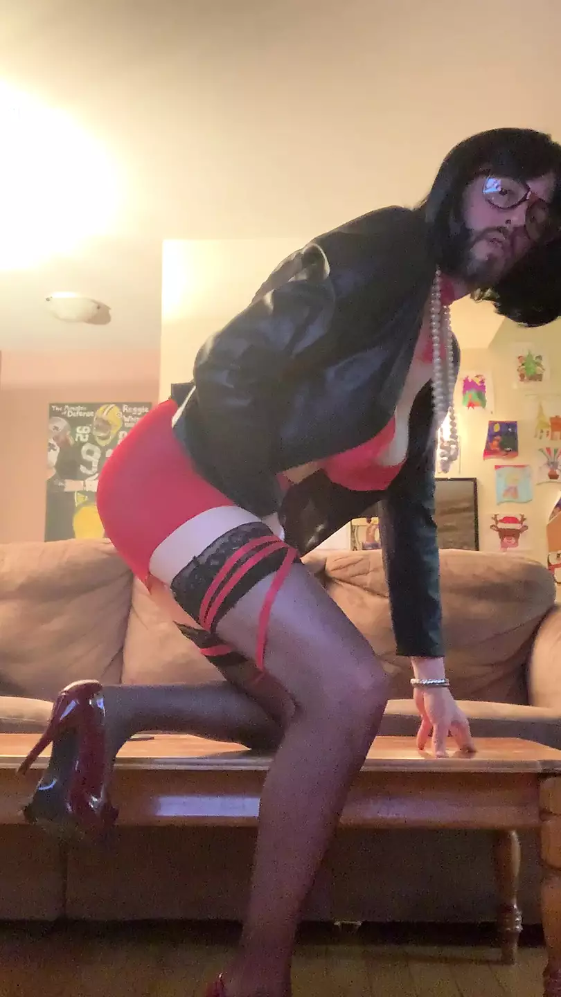 New Red Lingerie Gay High Heels Masturbation Porn Feat Clemence Dior