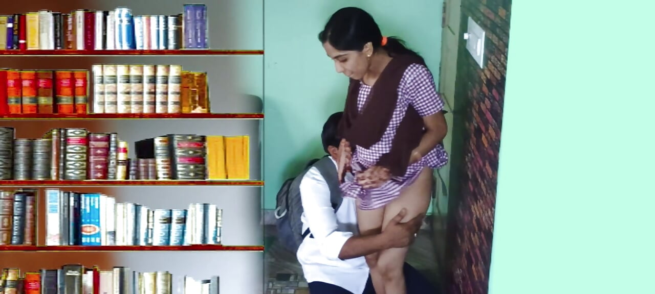 Young Couples School Library Sex