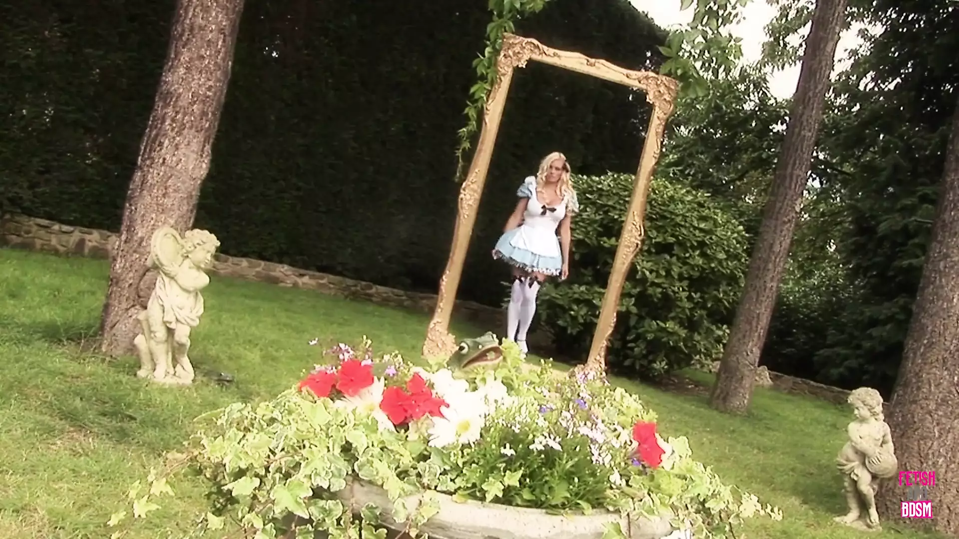 Two Blonde Look Alikes Fuck Each Other Outdoors With Their Massive