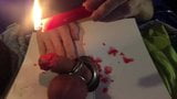 Hot wax torture, extremely covered glans with candle wax snapshot 11