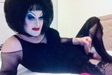 Heavy Makeup Sissy SlutDebra strokes herself for web fans snapshot 3