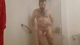 hairy man pees before showering and starts masturbating until he cums snapshot 13