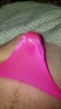 Cumming in new pink satin thong snapshot 2