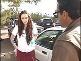Bruna ragazza del college ottiene la sua scatola stretta riempita di cazzo duro nel parcheggio snapshot 3