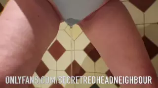 Hairy Redhead Wife Pissing Throuh Panties in Public Toilet ...