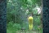 Camping in yellow pantyhose at a public campground snapshot 7