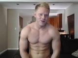 Hunky muscular blond guy edging and shooting a big load snapshot 3