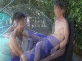 Two horny boys have hot blowjob by the pool snapshot 1