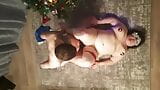 BBW sucks cock and get fucked near the Christmas tree. Cumshot on her huge titties! snapshot 13