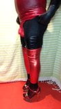 SISSY IN SPANDEX RED AND BLACK SHOW FUCKING TOYS snapshot 3