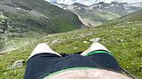 Wanking my big ginger cock on a green medow in the mountains snapshot 3