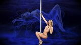 Red Dress Stripper - petite blonde pole dance striptease snapshot 5