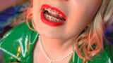 food fetish - eating blowing candy - ASMR video of chewing girl in BRACES with all sounds close up snapshot 15