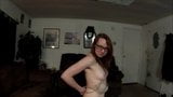 young red head strip tease and masturbation with dildo snapshot 3