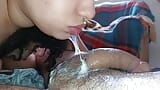 eating cum, he fills my little mouth with his creampie snapshot 15