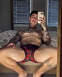 Stroking My Huge Cock In Red And Black Underwear snapshot 2