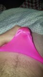 Cumming in new pink satin thong snapshot 1
