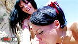 Wild threesome on a public beach with Lara Tinelli and Jordanne Kali snapshot 13