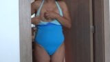 58-year-old Latina milf at the beach shows off in bikini snapshot 1