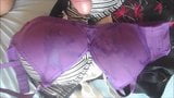 two cumshots on her little purple bra ( + slow motion ) snapshot 4