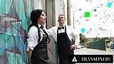 TRANSFIXED - Bored Cater-Waiter Ariel Demure & Her Coworker Fuck Each Other's Ass During Short Break snapshot 3