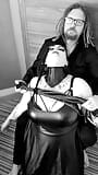 Slow and sensual kinky couple in black and white snapshot 5