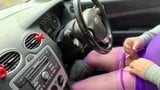 Wanking on carpark in my purple pantyhose tights snapshot 12