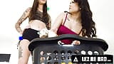 LEZ BE BAD - Femdom Rocky Emerson Raw Fingers Petite Roommate Lulu Chu & Upside Down Hard Scissoring snapshot 2