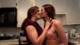 Proper lesbian seduction as the ladies hump each other on the cold kitchen floor snapshot 6