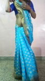 Lingerie cantik hot blue saree fry mom snapshot 1