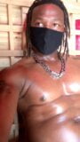 Sexy Black Dick Sweaty Sauna Stroking snapshot 4