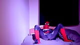 Spiderman zentai use a dildo and cum snapshot 15