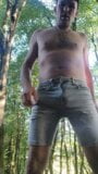 Pissing in the woods and cumming close up. snapshot 5