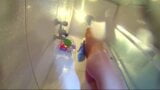 Voyeur camera in the shower. Girl rubs body with massage oil snapshot 15