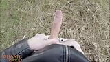 Pulling out my big uncut dick outside, for a big juicy cumshot! snapshot 6