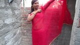 Hottest Bhabhi Sari in a sexy style,Red Color Saree Act snapshot 6