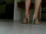 Bella Blu Sexy Feet In Sliver Strappy High Heels Tease snapshot 6