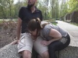 Fuck Slut gives Blowjob in the Park snapshot 4