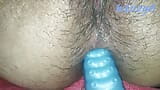 I penetrate my anus with my new toy, a blue, it is very pleasant. snapshot 3