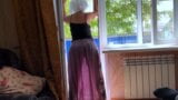 Through a transparent milf dress, you can see her ass for anal sex snapshot 1