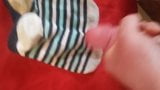 Cum on Her Socks - Blue Striped Ankle Socks snapshot 2