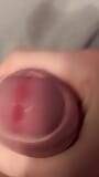 close up Jerking and playing with my wet cock and foreskin snapshot 5