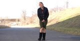 Girl Pissing While Standing In Road snapshot 5