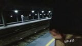 Train platform wank & cum snapshot 6