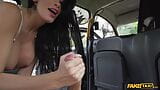 Fake Taxi - gorgeous tall slim French milf sex coach with big tits shows the driver how to fuck with handjob finish snapshot 20